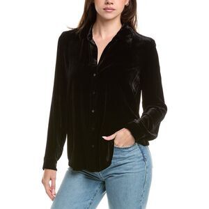 L’Agence Womens  Argo Silk-Blend Shirt, Black